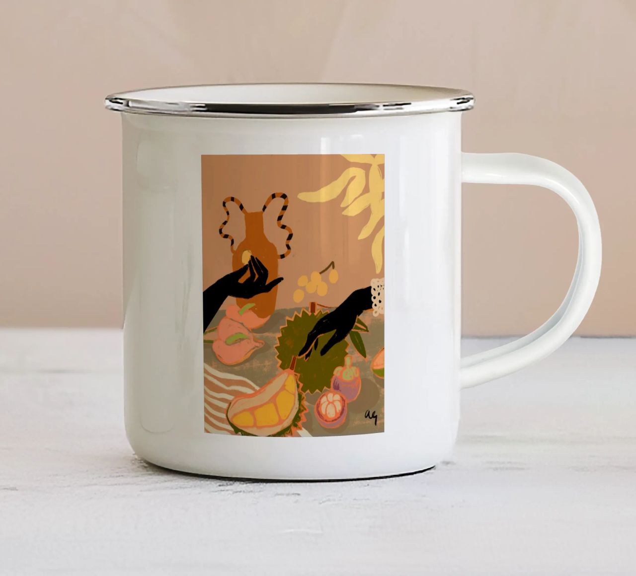 Durian per favore tazza in smalto da Arty Guava