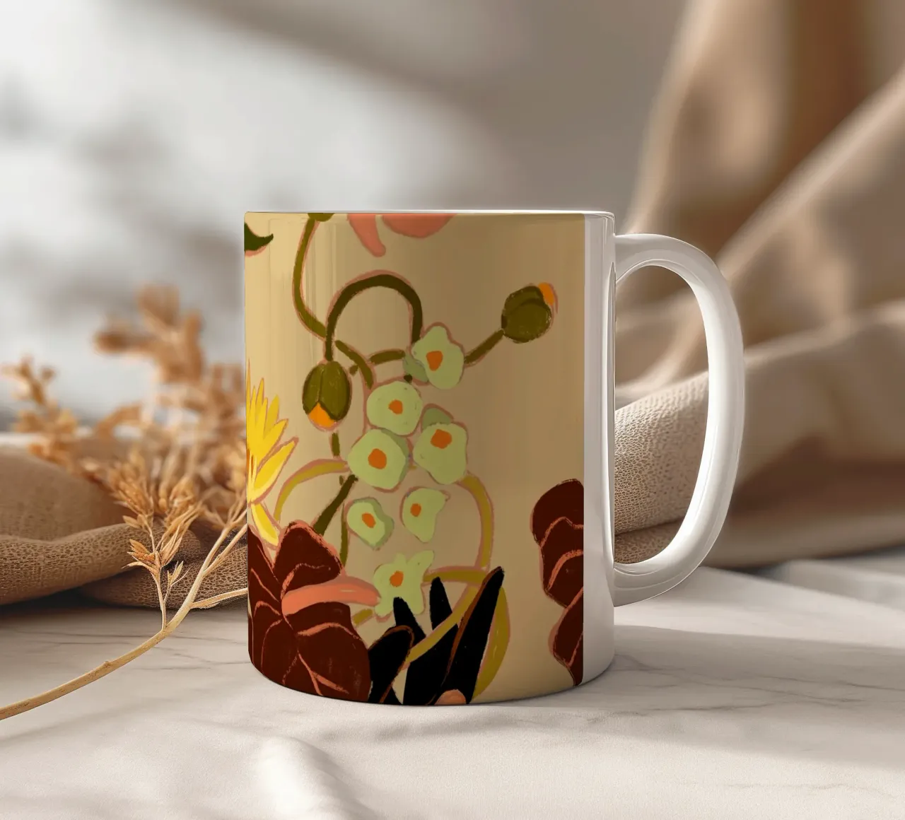 Intreccio floreale tazza in ceramica da Arty Guava
