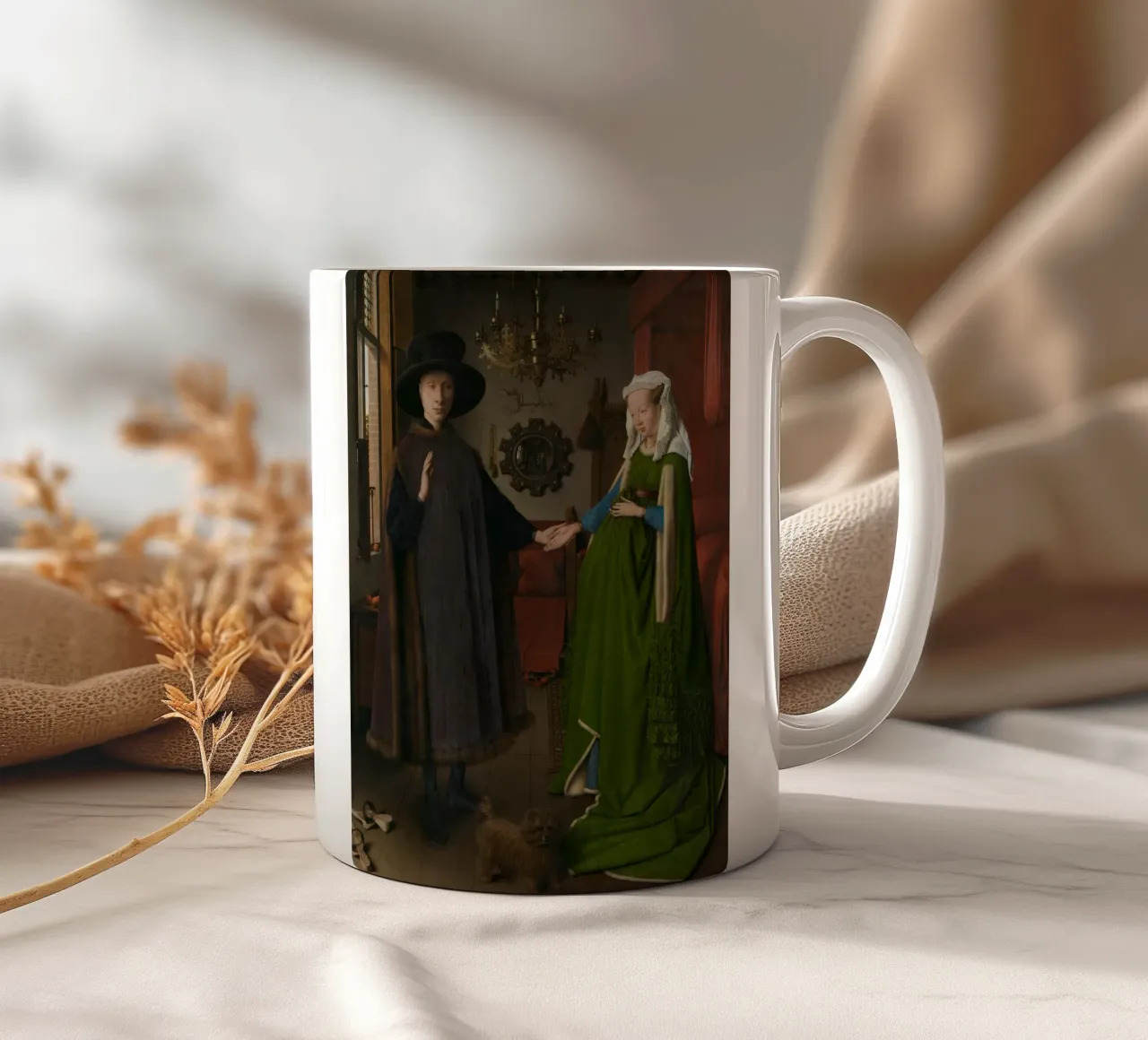 Jan van Eyck - Il ritratto di Arnolfini tazza in ceramica da Timeless Artworks