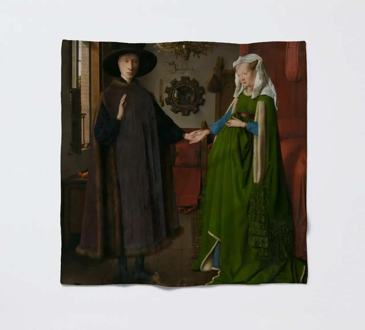 Jan van Eyck - Il ritratto di Arnolfini coperta in pile da Timeless Artworks