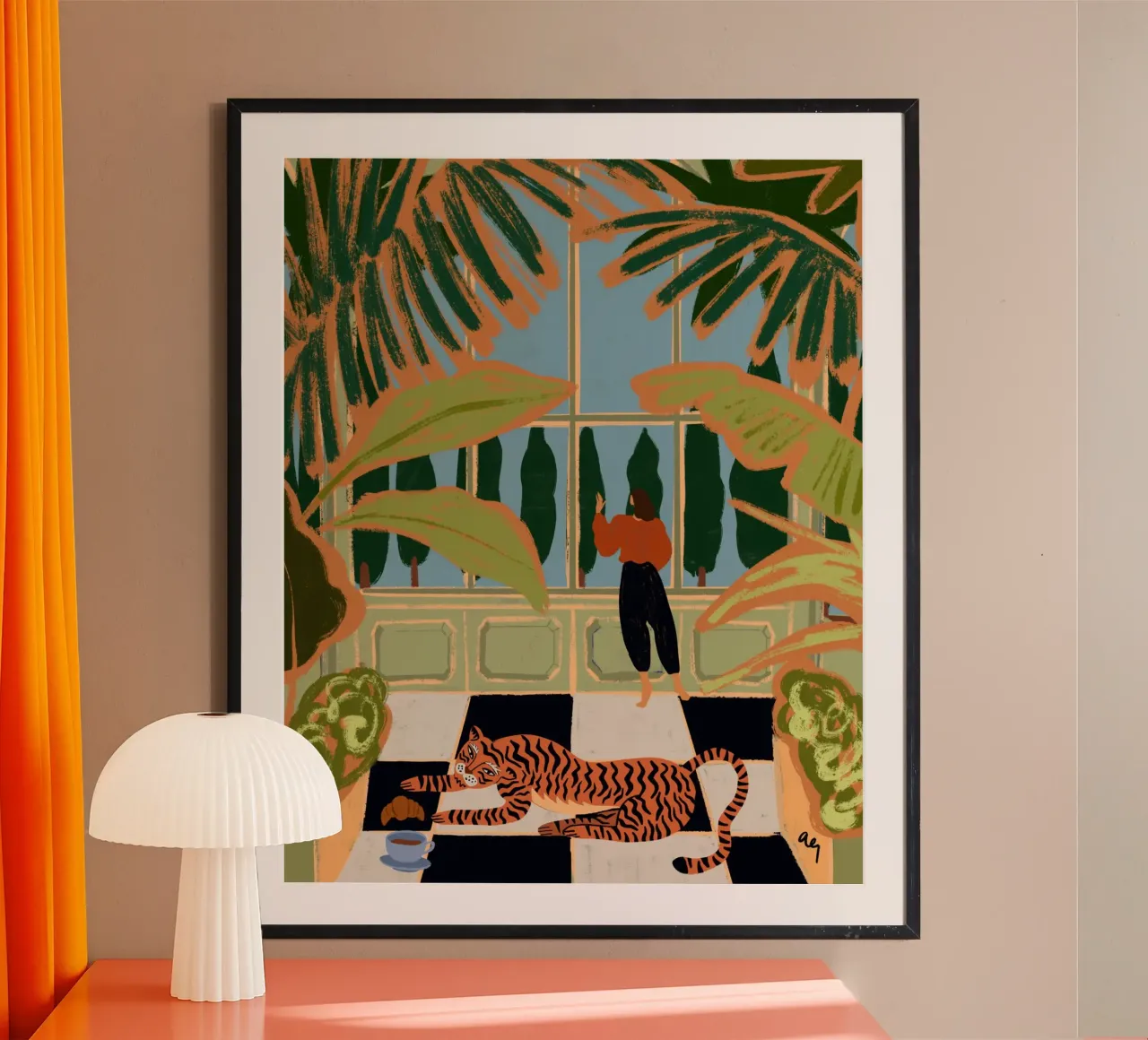 Ospite della Casa Verde poster con telaio in alluminio da Arty Guava