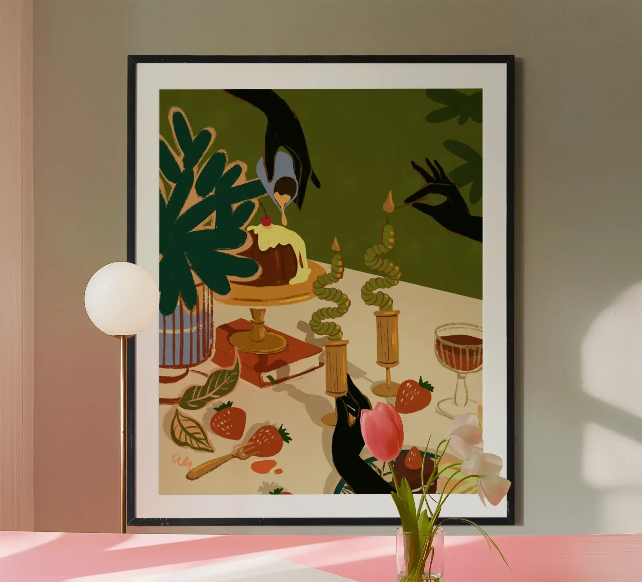 Festa allegra poster con telaio in legno da Arty Guava
