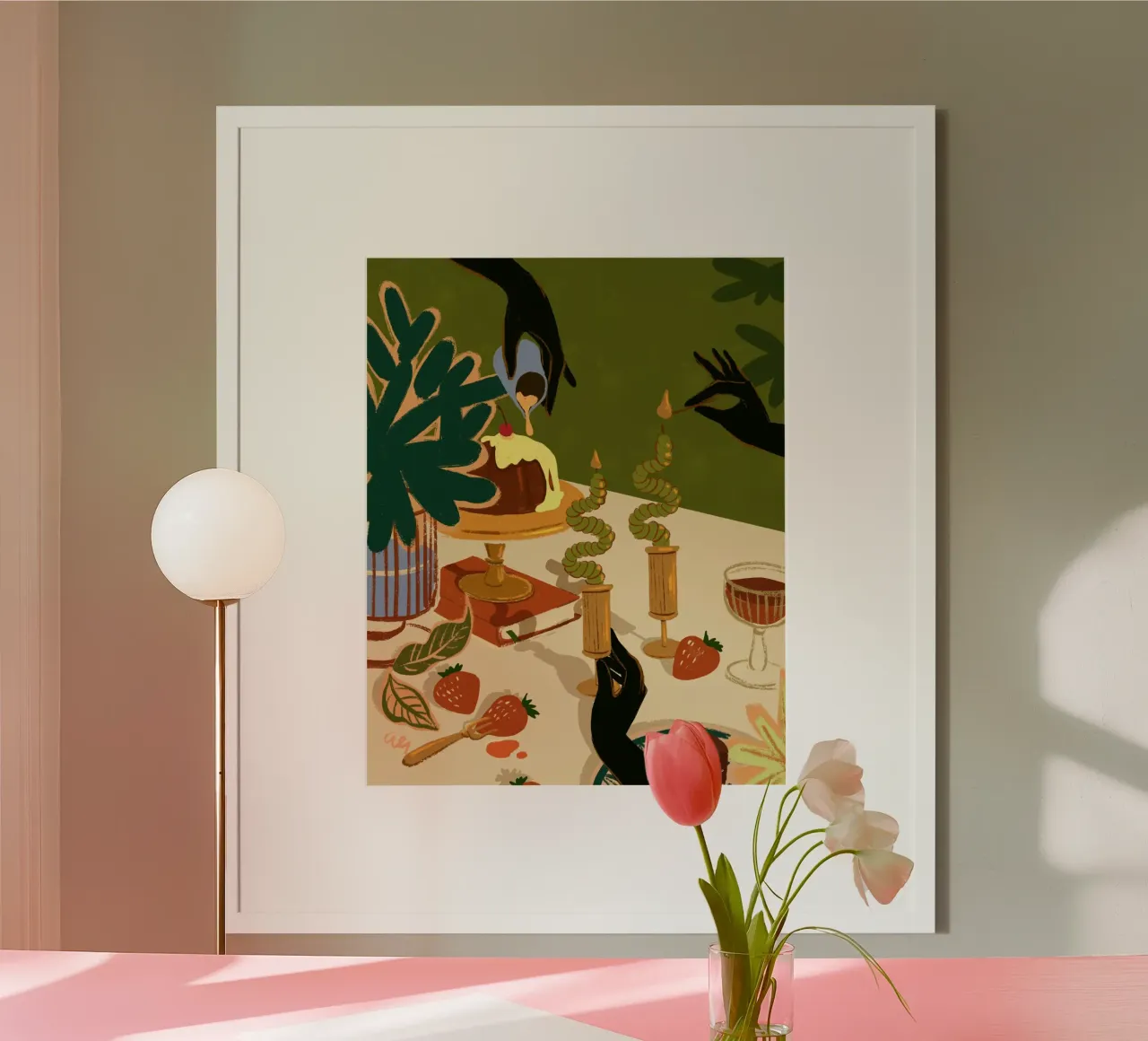 Festa allegra poster con telaio in legno da Arty Guava