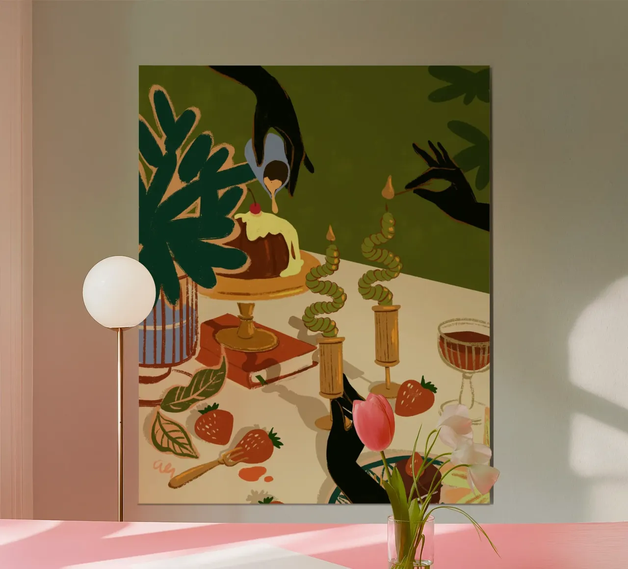Festa allegra poster con telaio in legno da Arty Guava