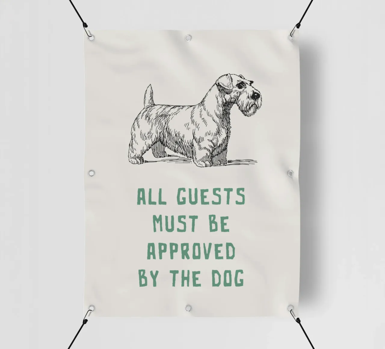 Tutti gli ospiti devono essere approvati dal cane telo in pvc da Vintagrafica