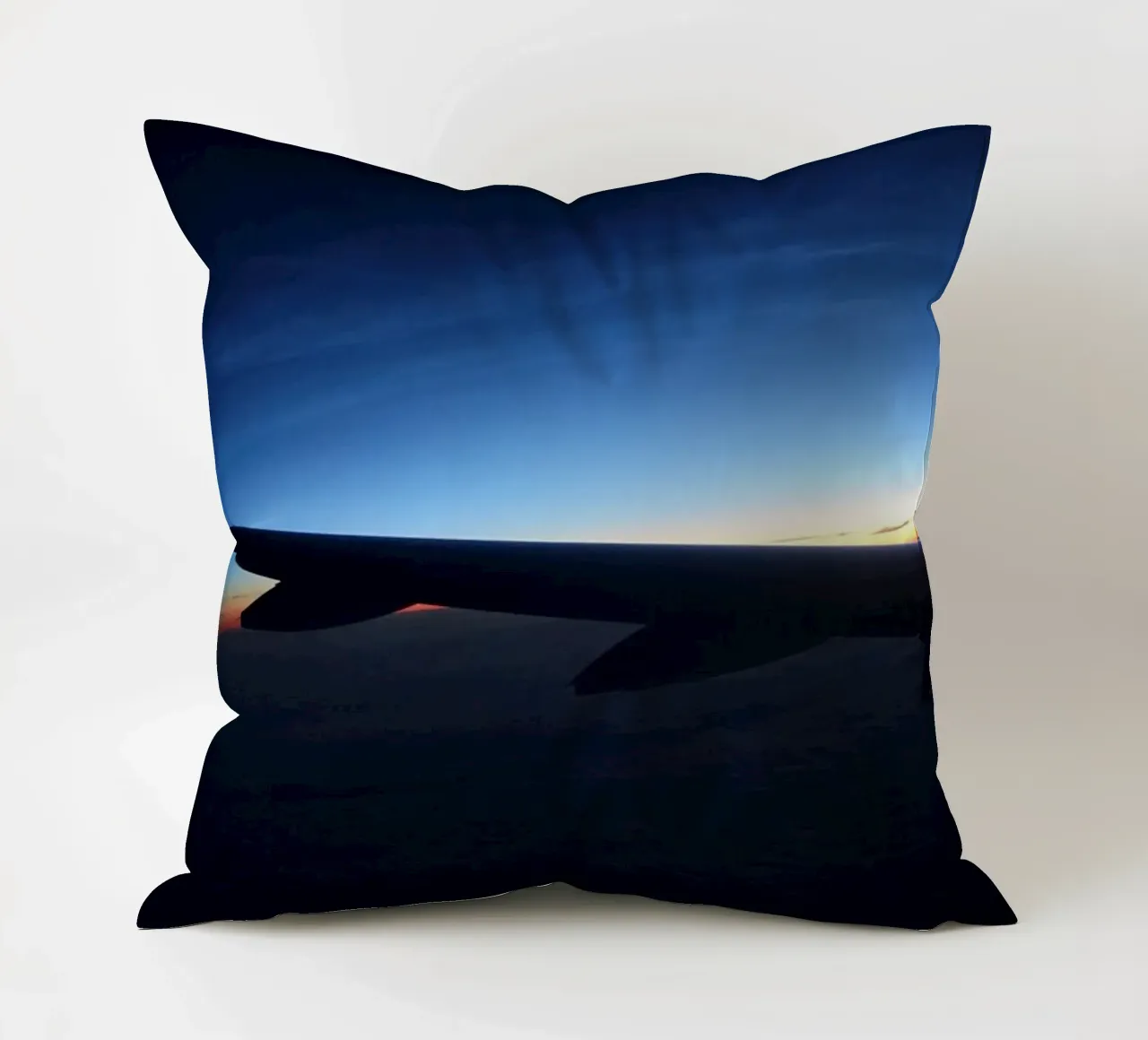 Sunset from a flight decorative cushion by Massimo Frascogna