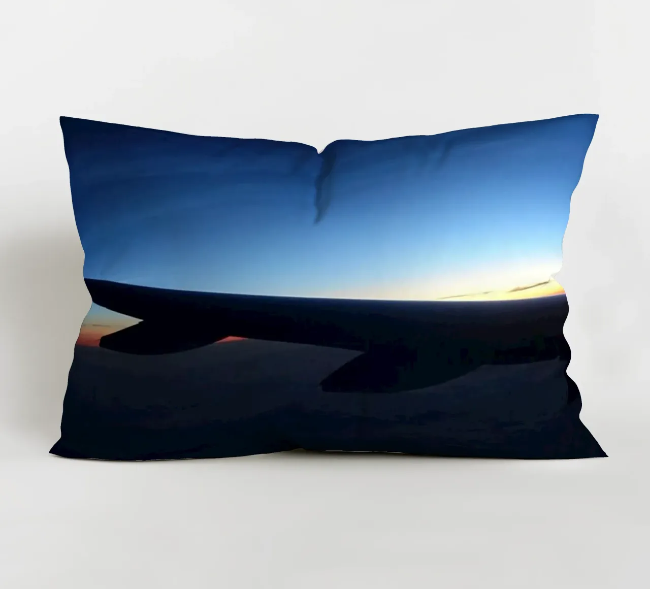 Sunset from a flight decorative cushion by Massimo Frascogna