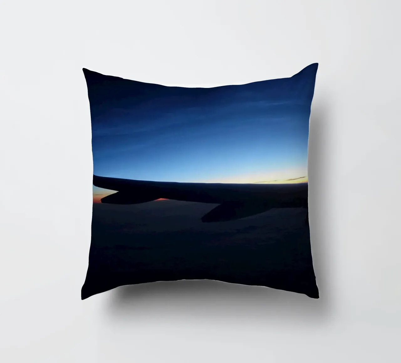 Sunset from a flight decorative cushion by Massimo Frascogna