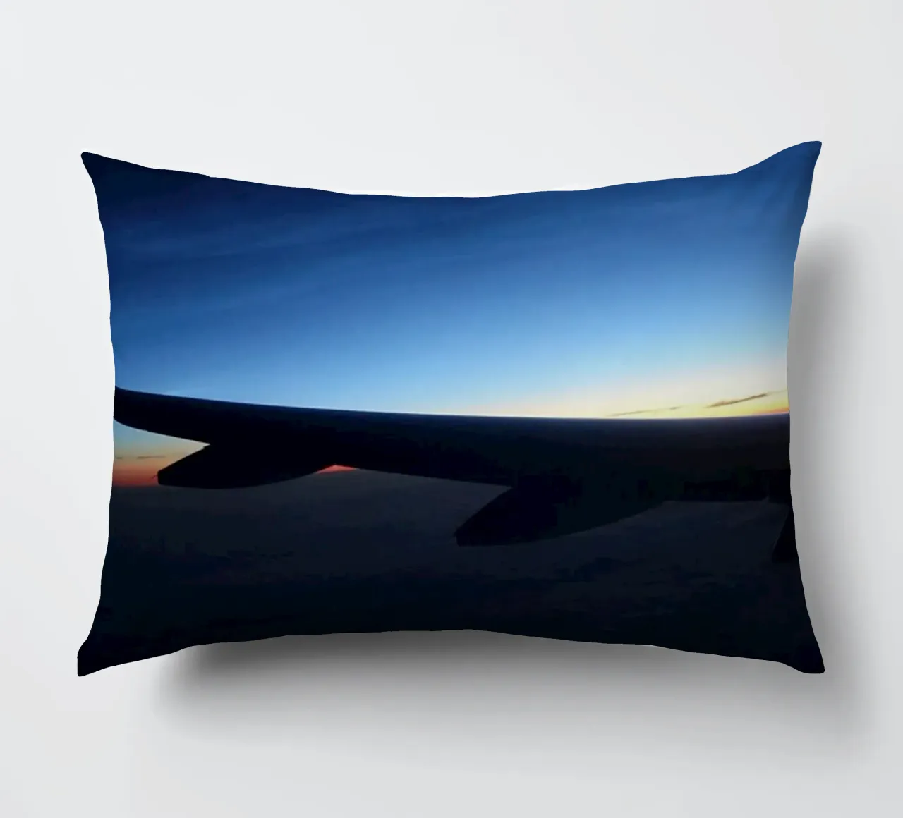 Sunset from a flight decorative cushion by Massimo Frascogna