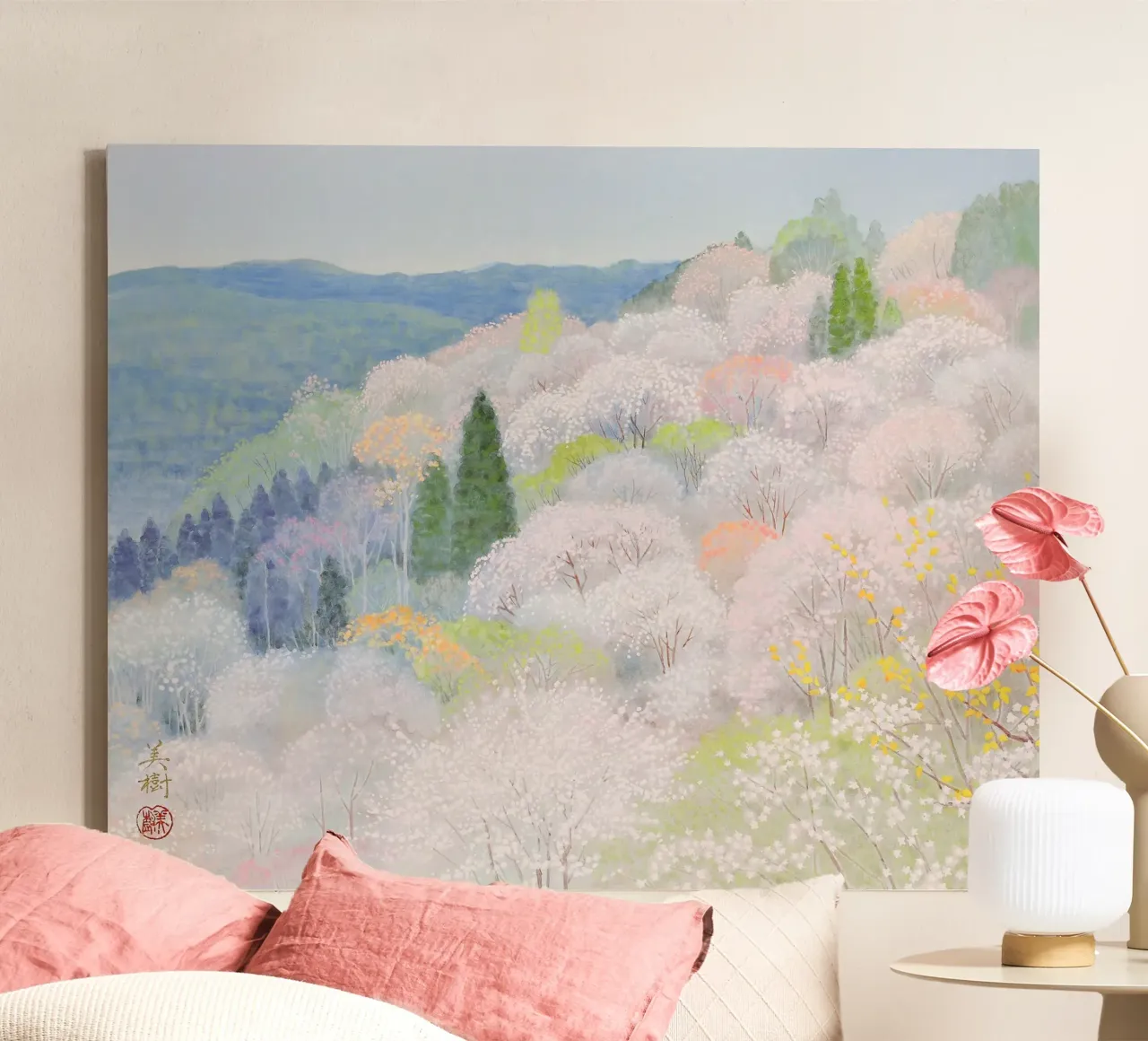 fiori di ciliegio selvatico tela con Cornice a cassetta da Noji-Mikiko