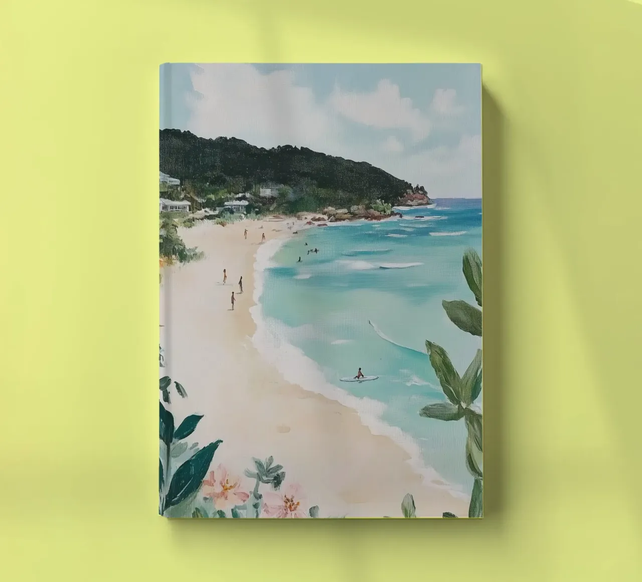Beach Scene with Lush Greenery notebook by Melloi Art Print