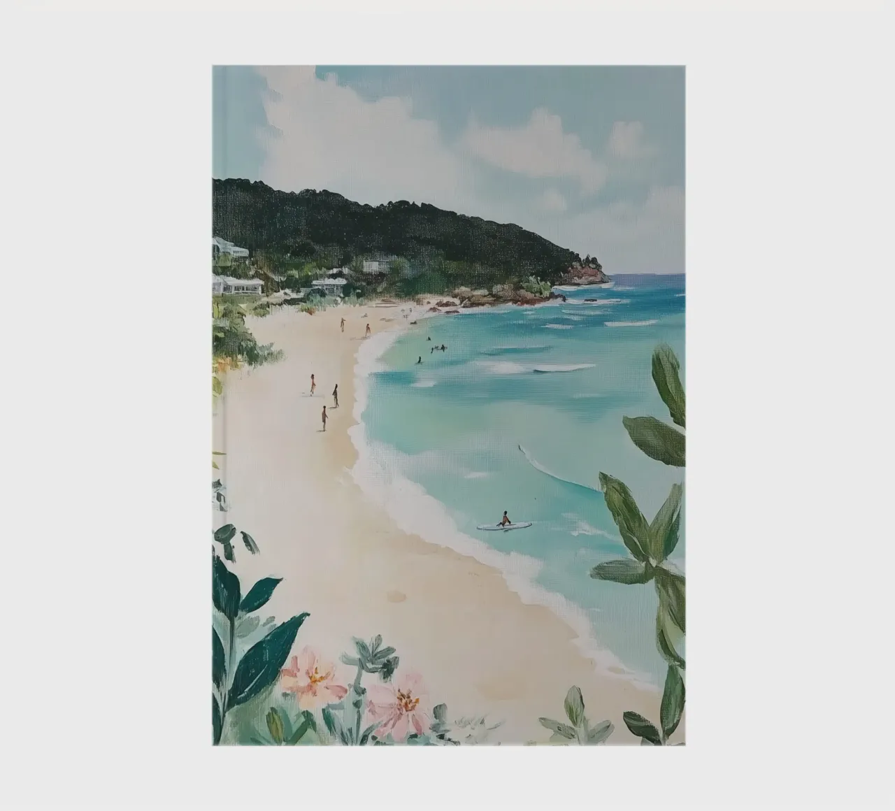 Beach Scene with Lush Greenery notebook by Melloi Art Print