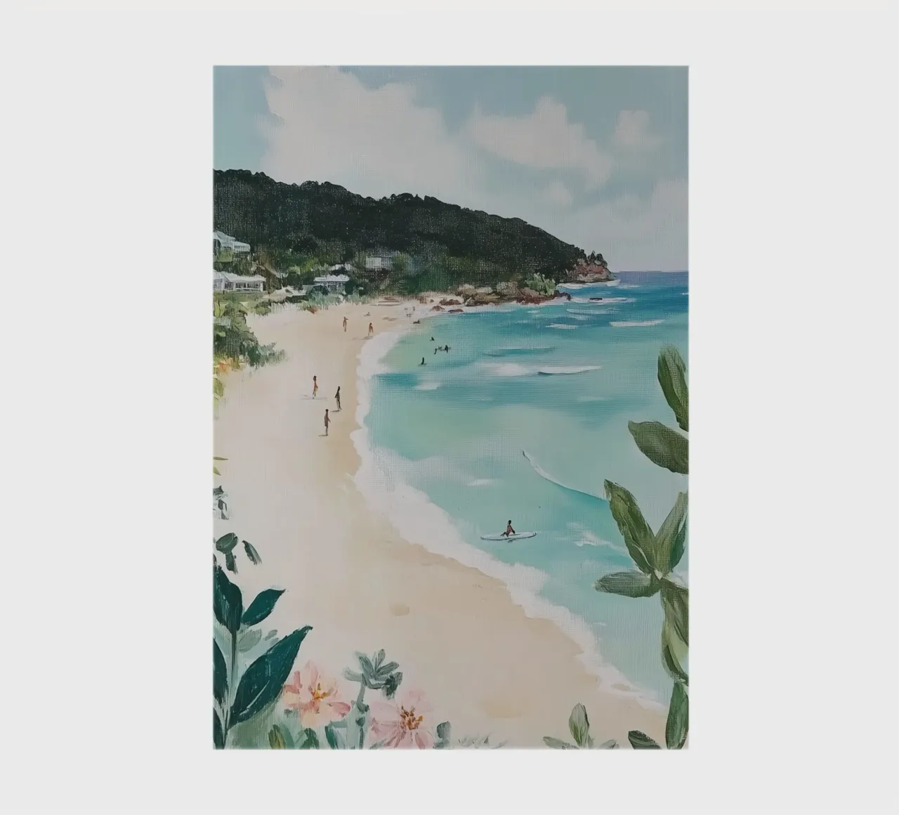 Beach Scene with Lush Greenery notebook by Melloi Art Print