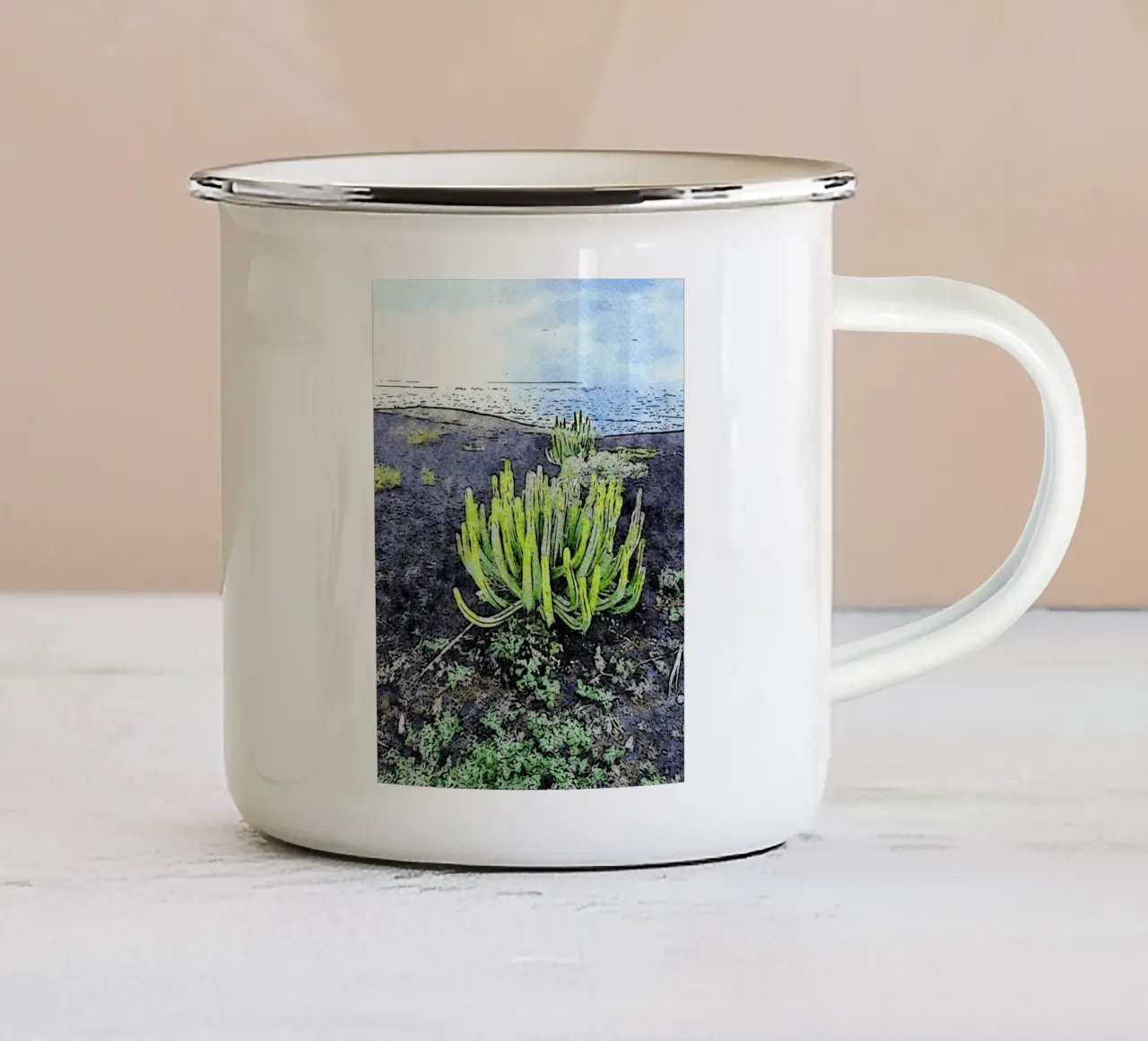 cactus tazza in smalto da Massimo Frascogna