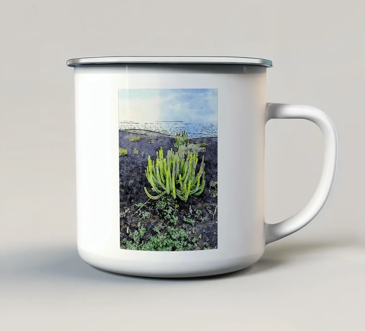 cactus tazza in smalto da Massimo Frascogna
