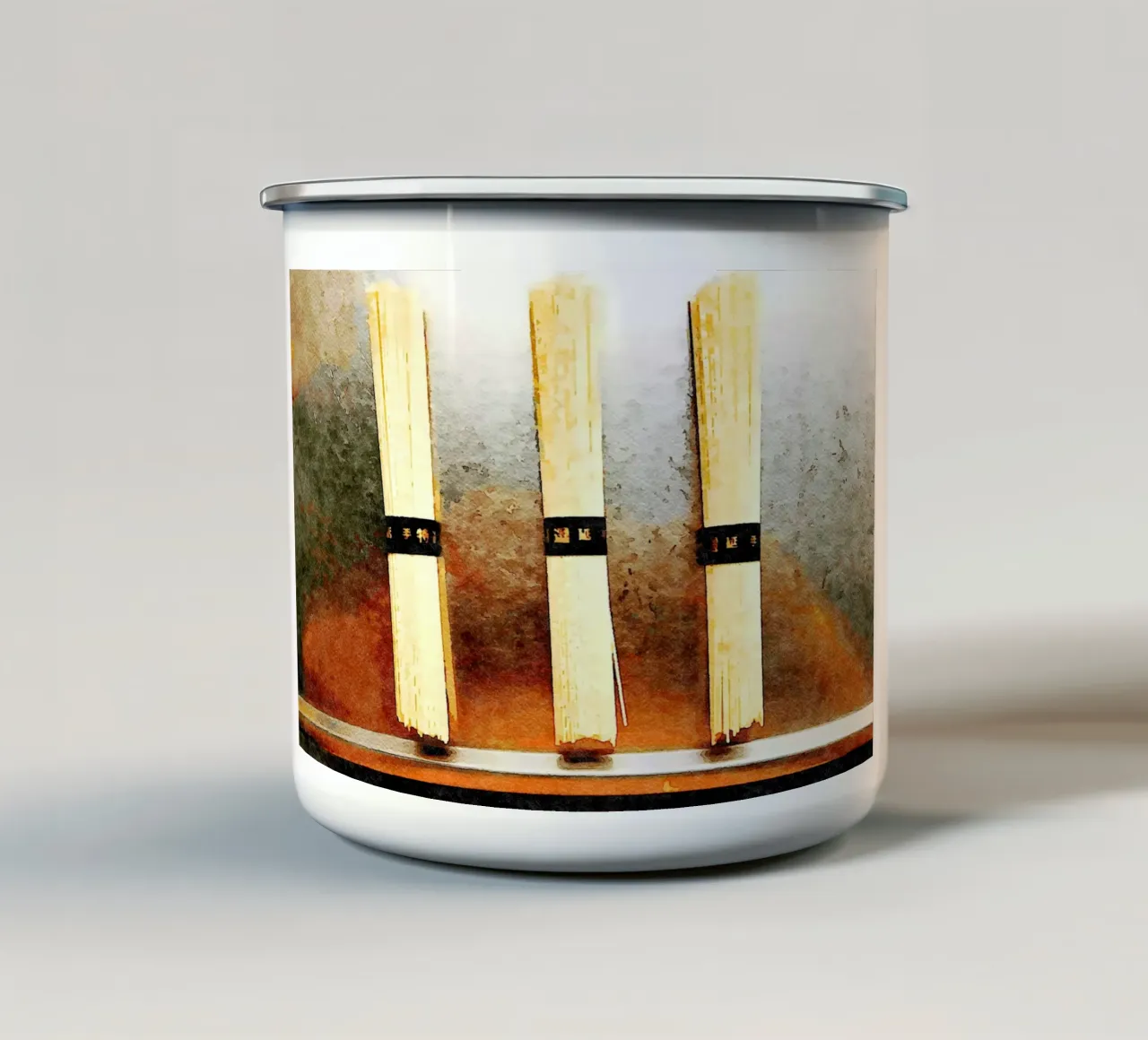 Tagliatelle in acquerello tazza in smalto da Massimo Frascogna