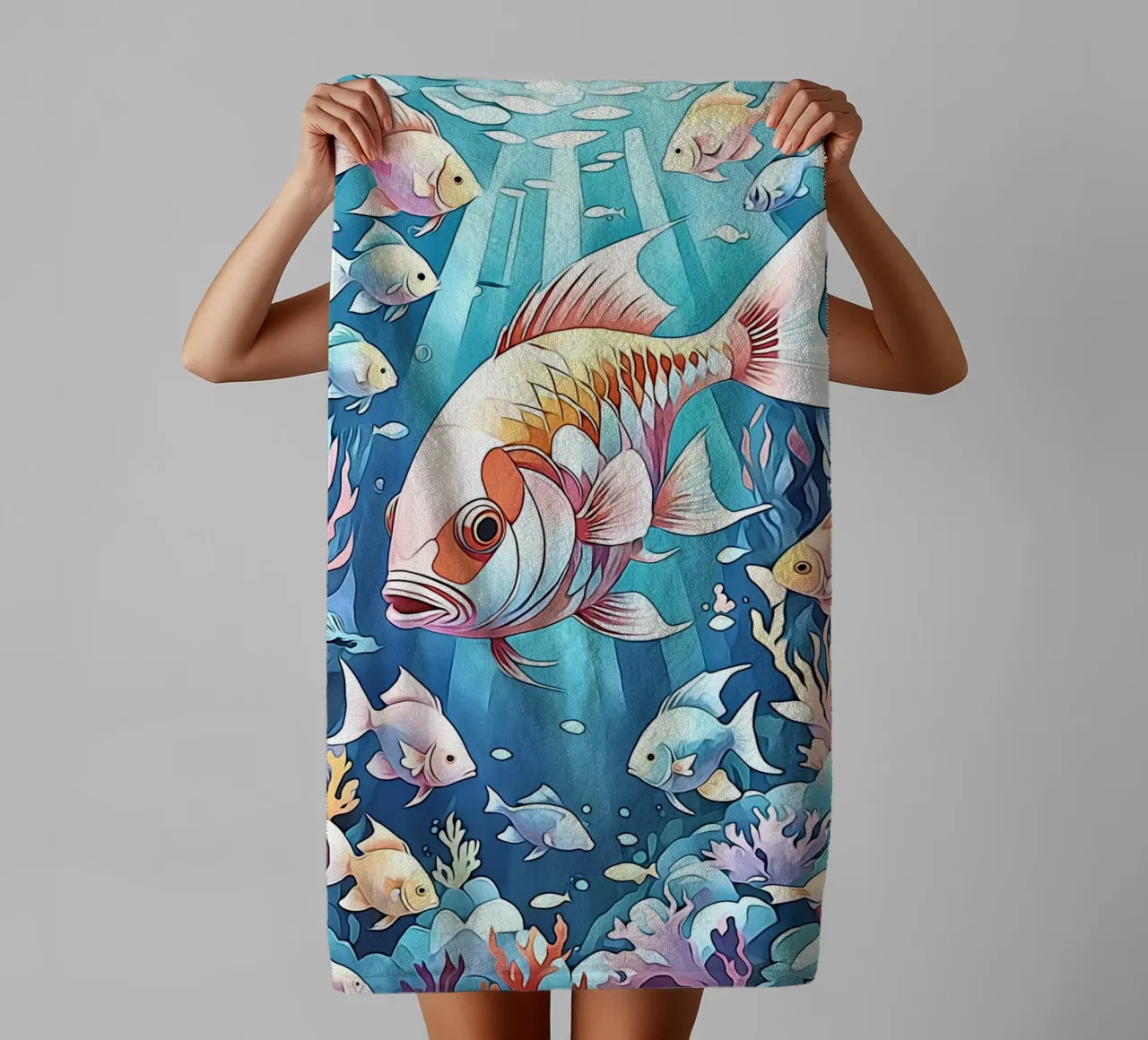 Fish in pastel #2 towel by ZAMART - PopArt