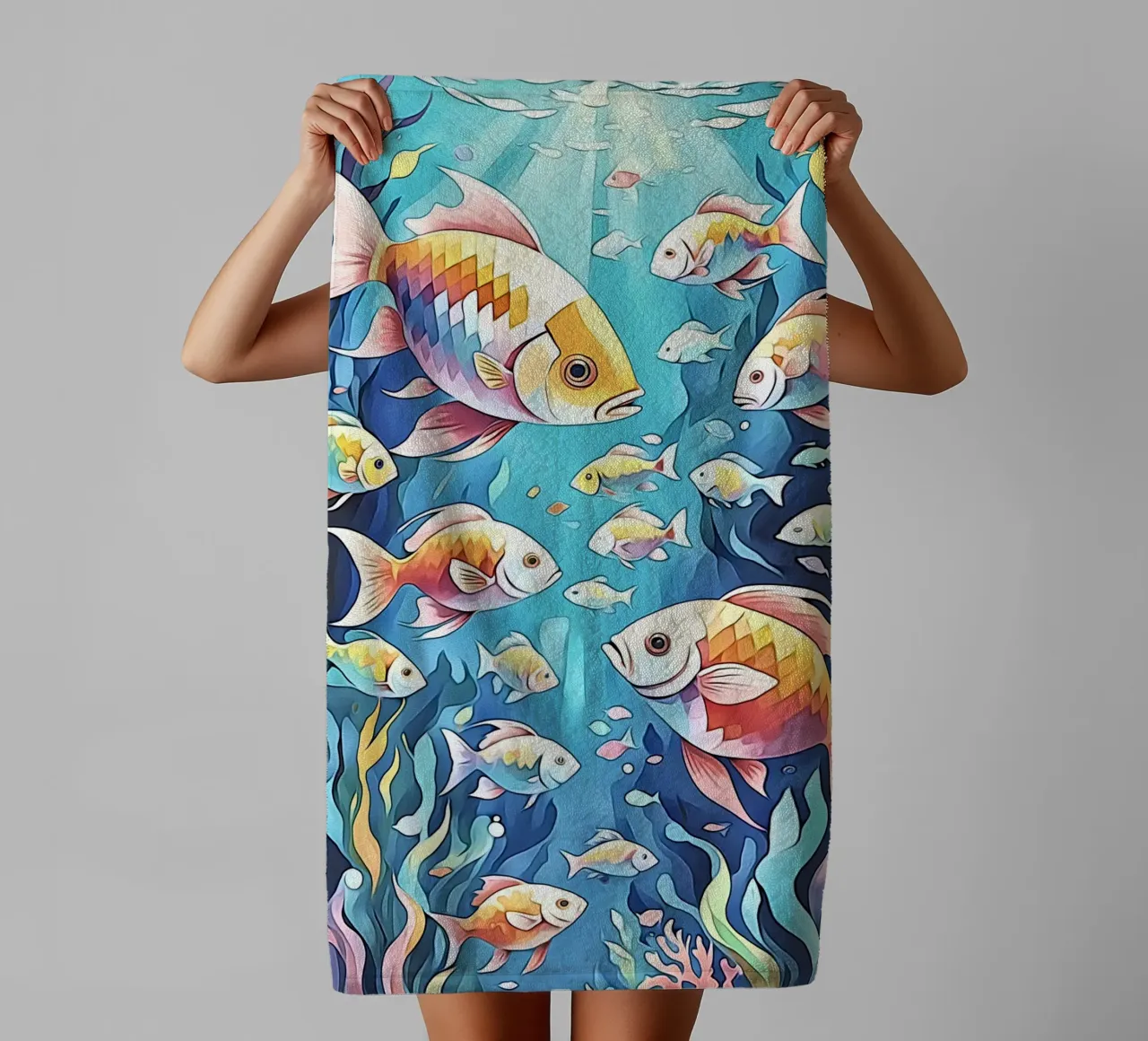 Fish in pastel #3 towel by ZAMART - PopArt