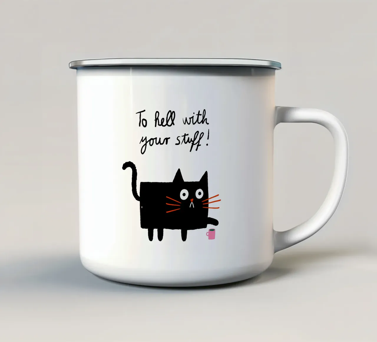 Gatto tazza in smalto da aucontraire
