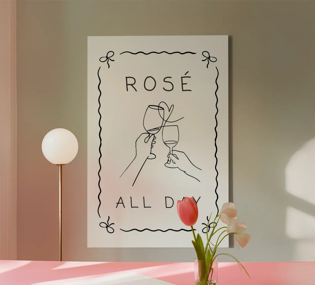 Roos de hele dag canvas met Baklijst van Wordswordswords