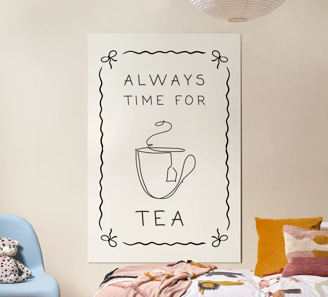 È sempre l'ora del tè poster con telaio in alluminio da Wordswordswords