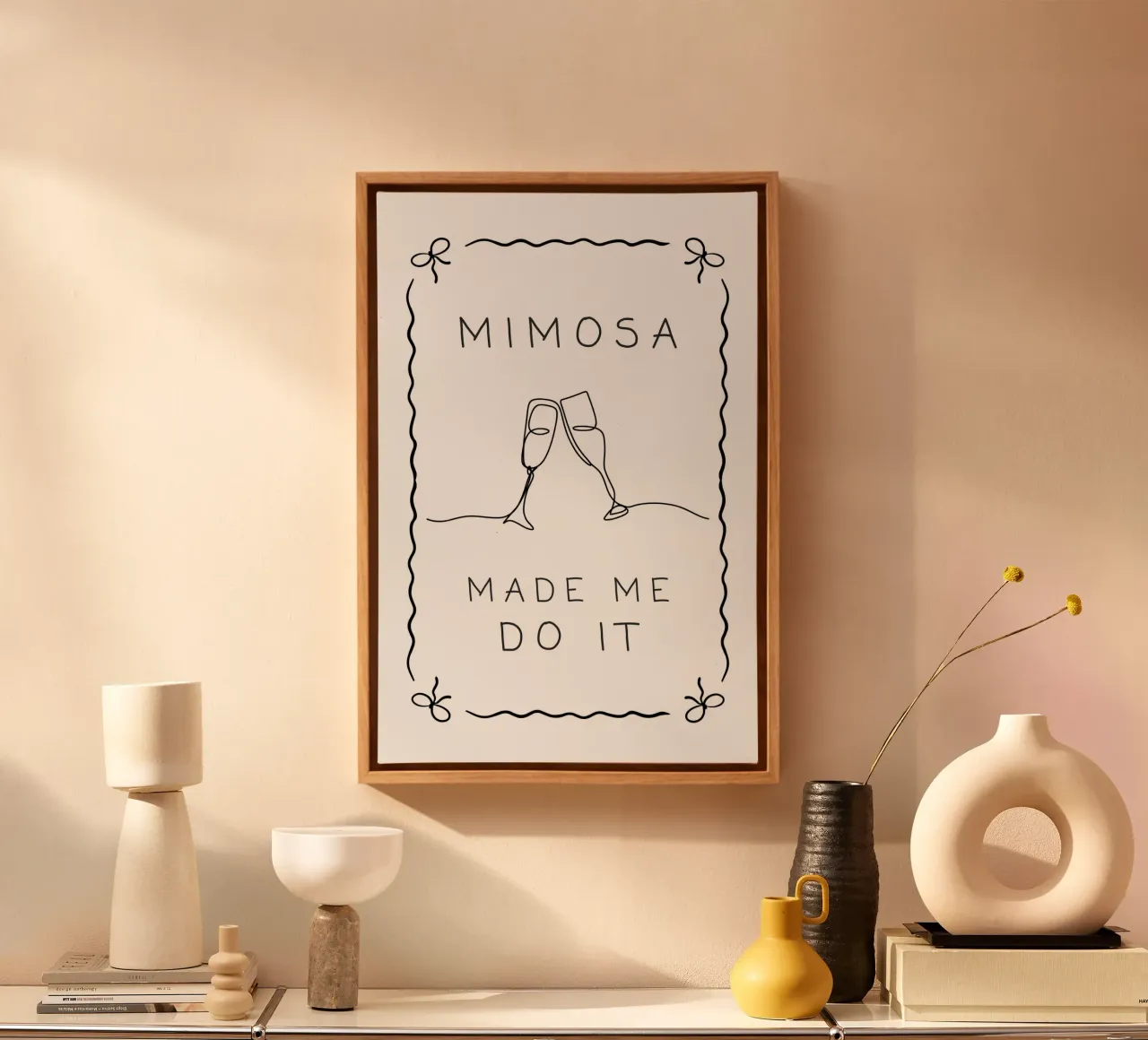 La mimosa mi ha spinto a farlo tela con Cornice a cassetta da Wordswordswords