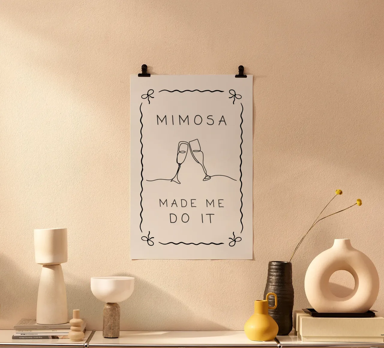 La mimosa mi ha spinto a farlo poster con telaio in legno da Wordswordswords