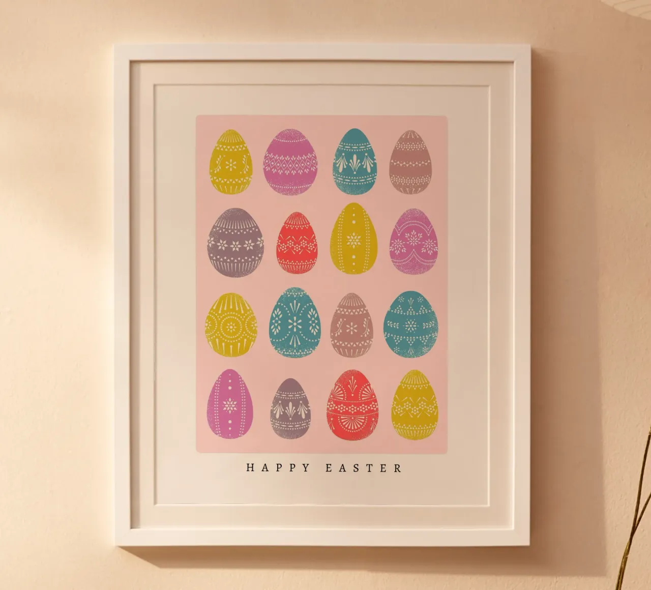 Ostern Ostereier - felice - rosa, rot, pastell, bunt poster con telaio in alluminio da keinkonzept