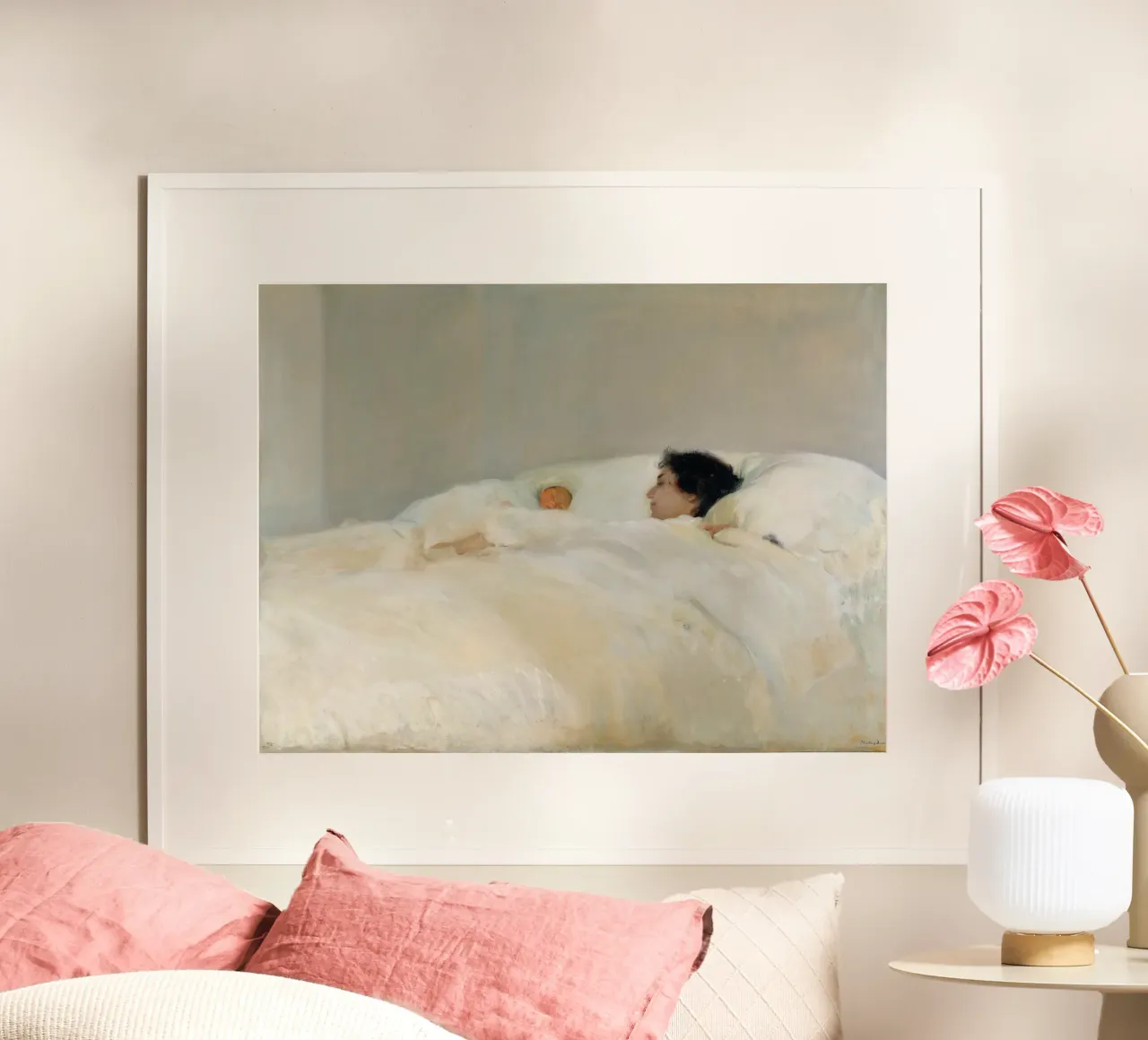 Joaquin Sorolla - Madre poster con telaio in alluminio da Timeless Artworks