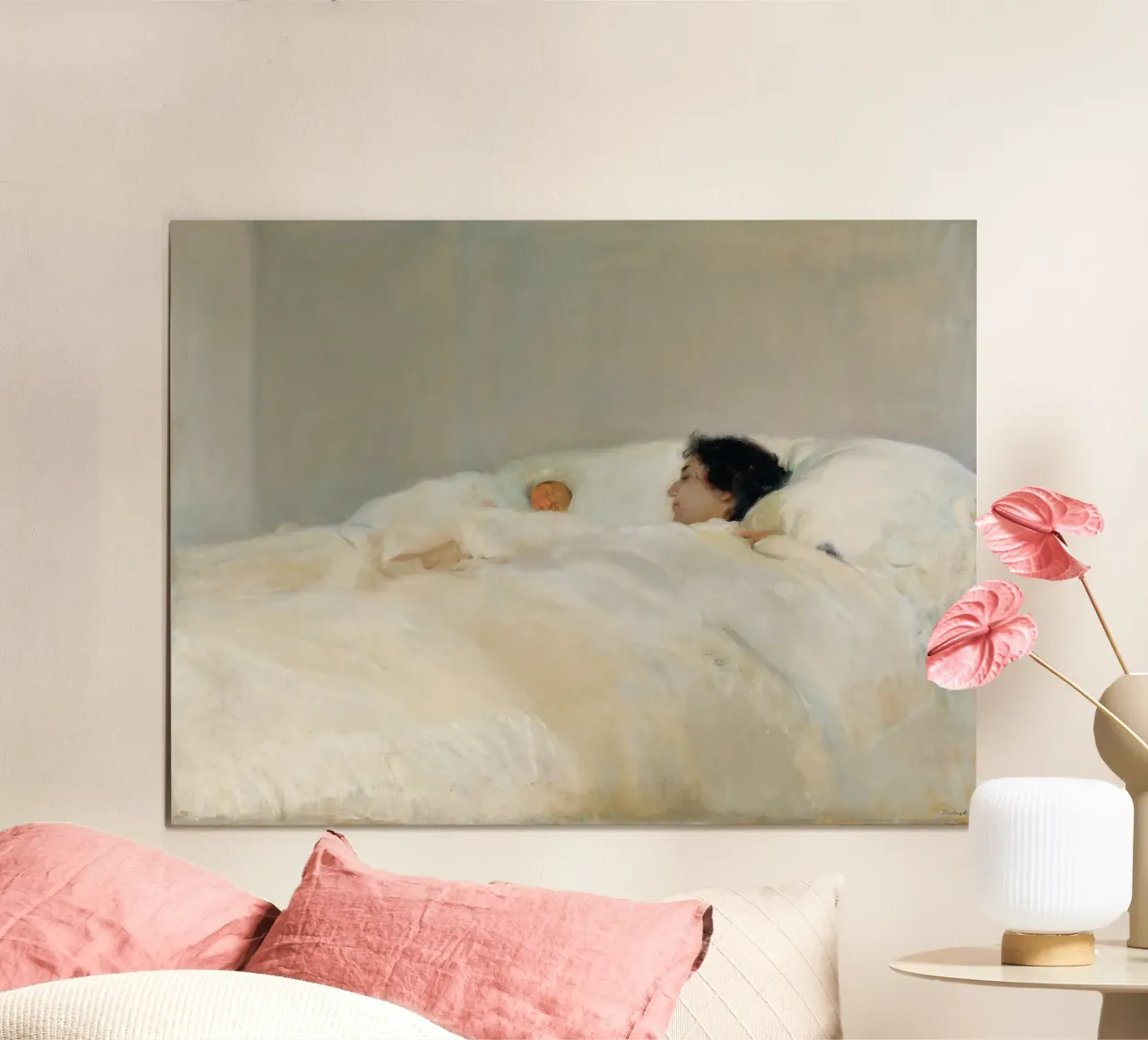 Joaquin Sorolla - Madre poster con telaio in alluminio da Timeless Artworks