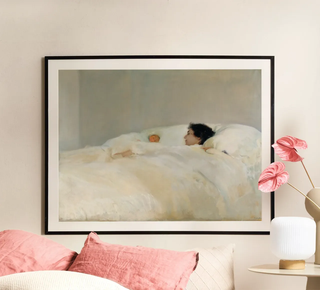 Joaquin Sorolla - Madre poster con telaio in alluminio da Timeless Artworks