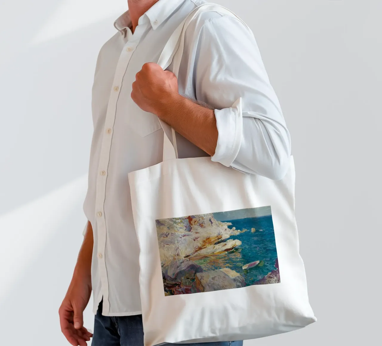 Joaquin Sorolla y Bastida, Rocce di Javea borsa in juta da Timeless Artworks