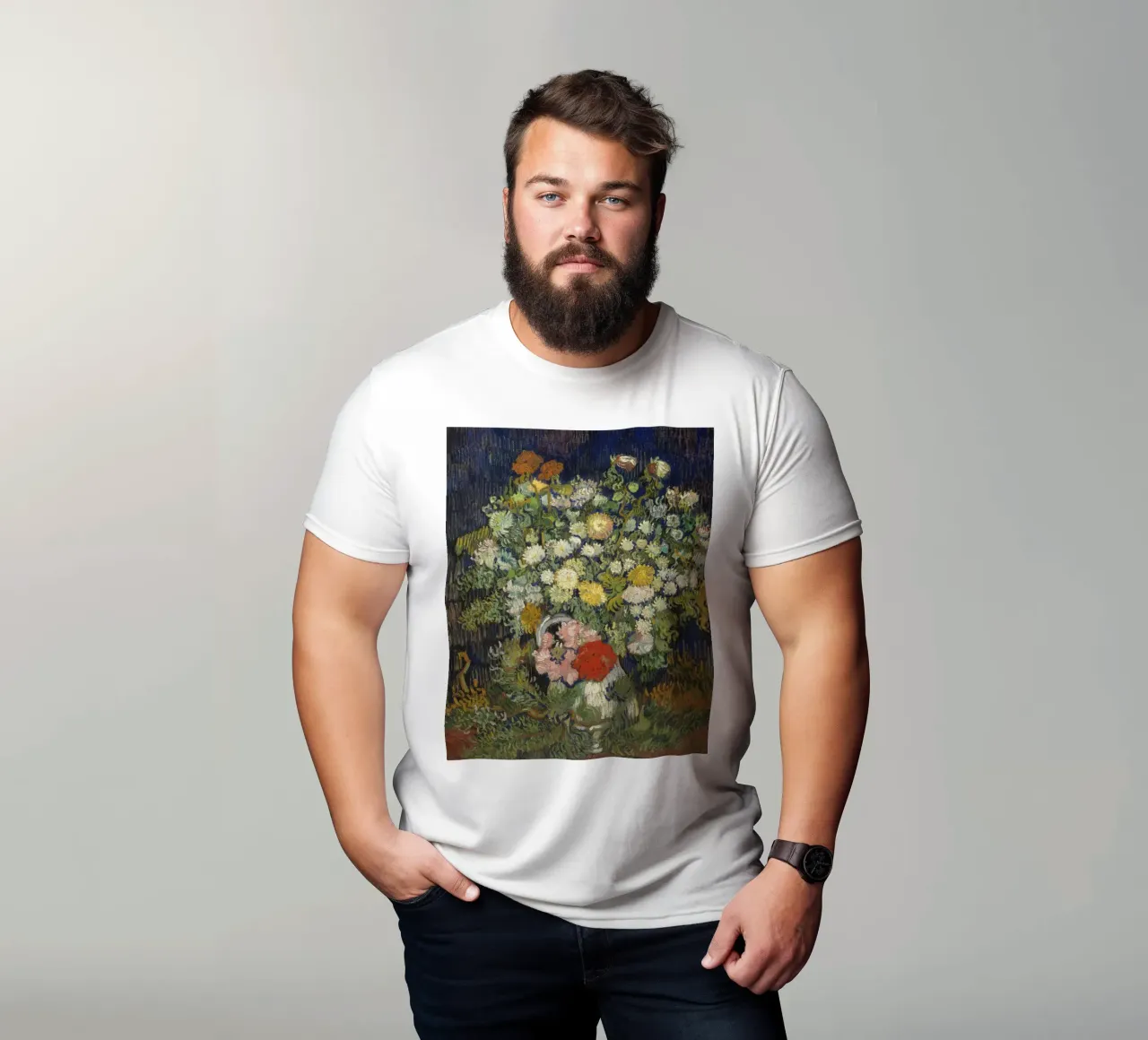 Vincent Van Gogh - Bouquet di fiori in un vaso t-shirt da Timeless Artworks