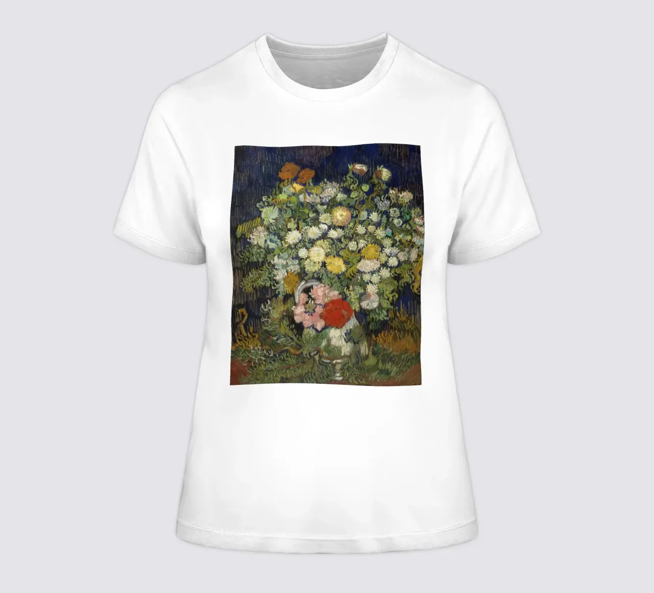 Vincent Van Gogh - Bouquet of Flowers in a Vase women's fitted t-shirt by Timeless Artworks