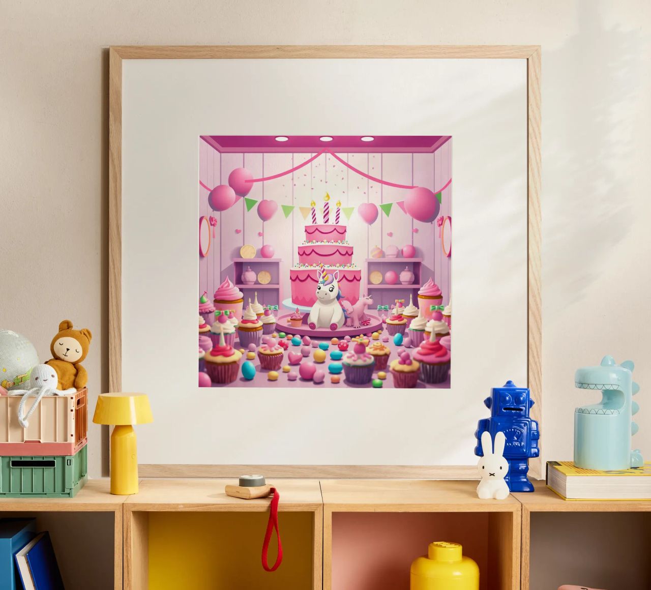 Unicorn-themed birthday party with pink decorations poster by DesignDoodle