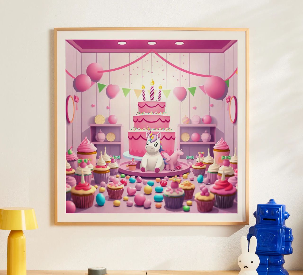 Unicorn-themed birthday party with pink decorations poster by DesignDoodle