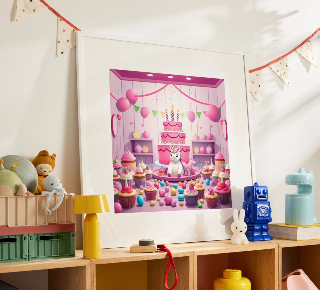 Unicorn-themed birthday party with pink decorations poster by DesignDoodle