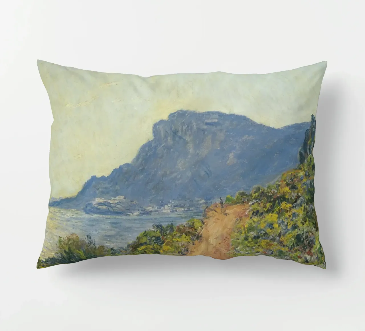 Claude Monet - La Corniche near Monaco cuscino da Timeless Artworks