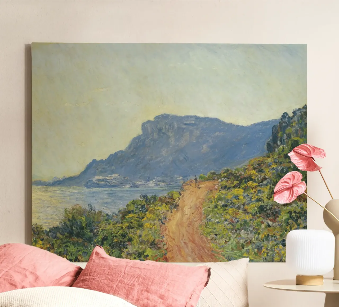 Claude Monet - La Corniche near Monaco tela con Cornice a cassetta da Timeless Artworks