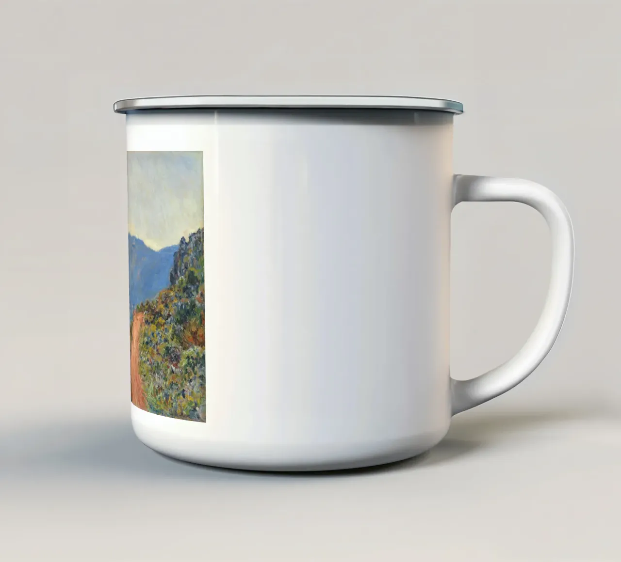 Claude Monet - La Corniche near Monaco, 1884 tazza in smalto da Timeless Artworks