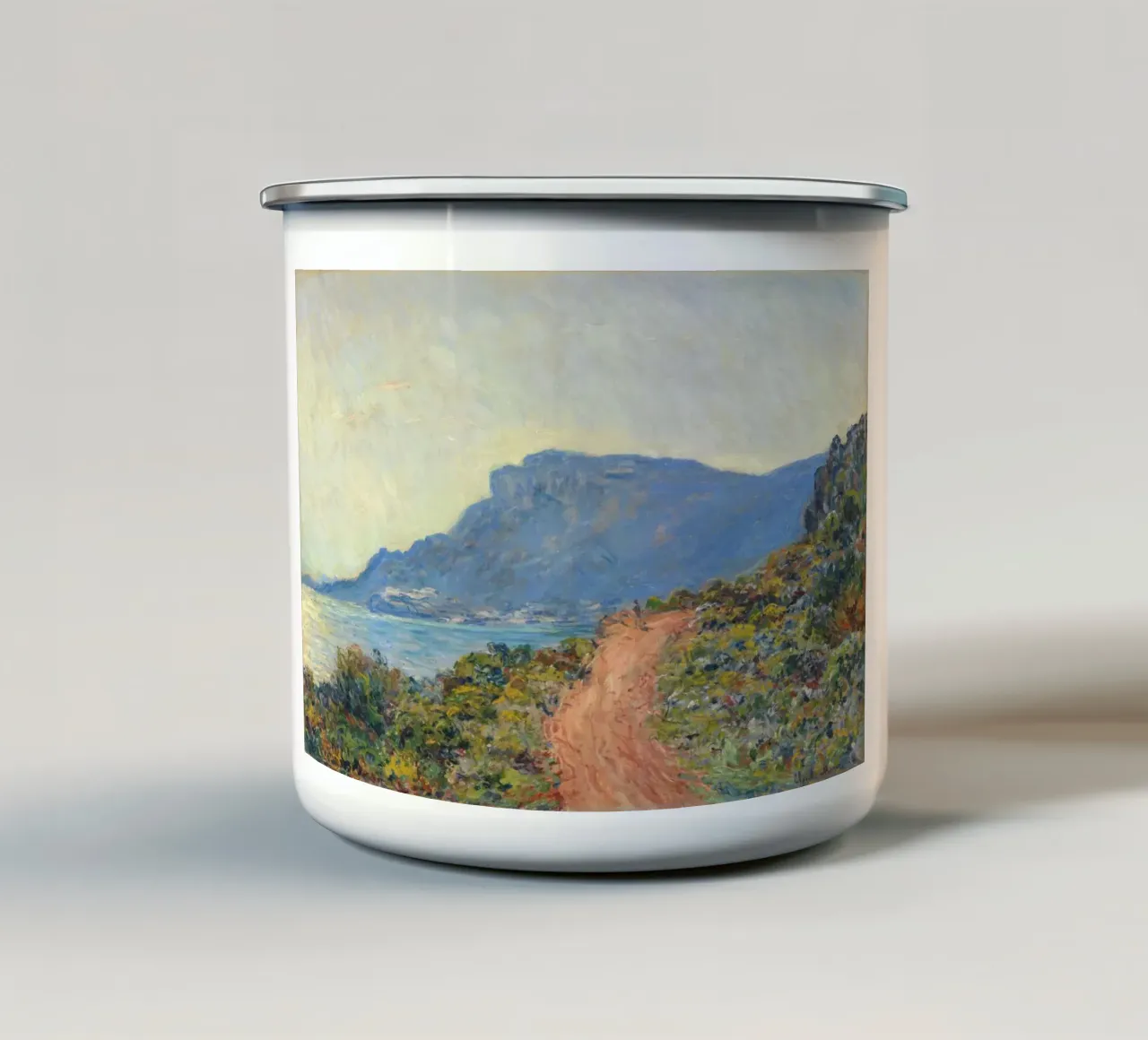 Claude Monet - La Corniche near Monaco, 1884 tazza in smalto da Timeless Artworks