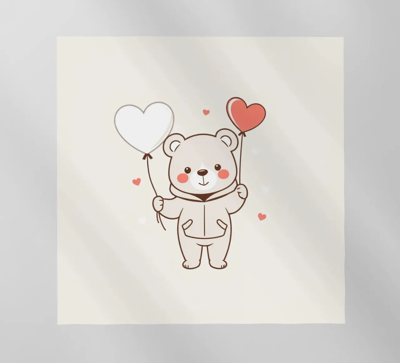 Simpatico orso che tiene in mano palloncini a forma di cuore pellicola backlit da DesignDoodle