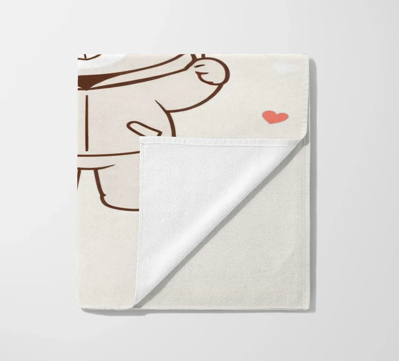 Simpatico orso che tiene in mano palloncini a forma di cuore telo mare da DesignDoodle