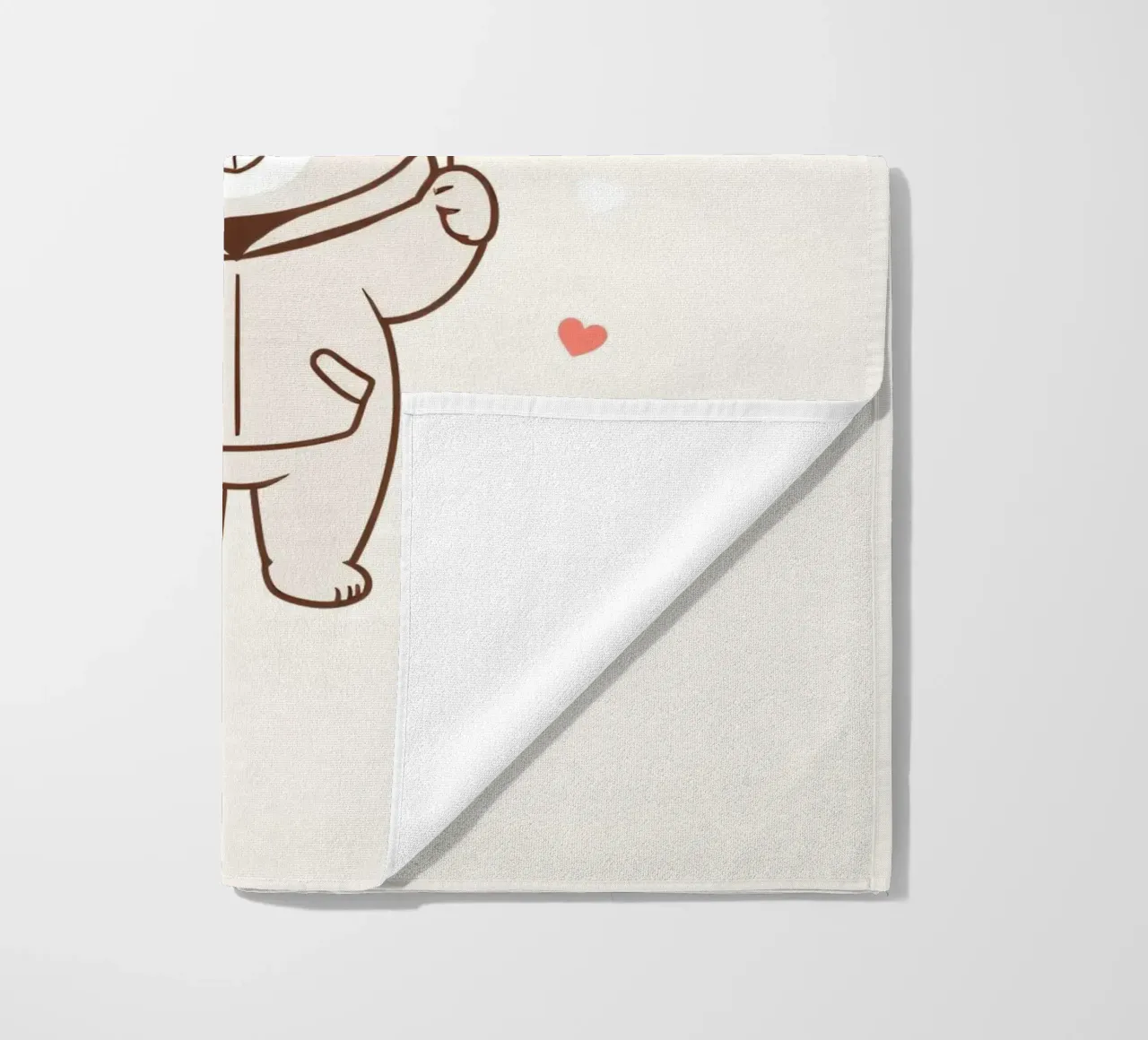 Simpatico orso che tiene in mano palloncini a forma di cuore telo mare da DesignDoodle