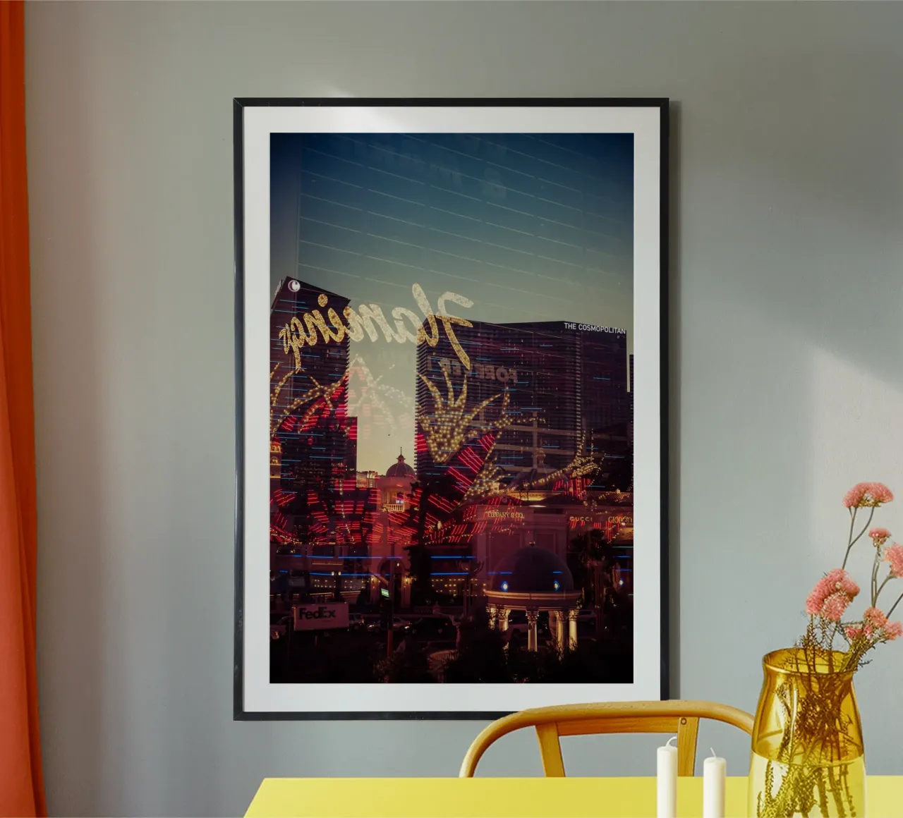 Vegas poster con telaio in alluminio da Flo Klein