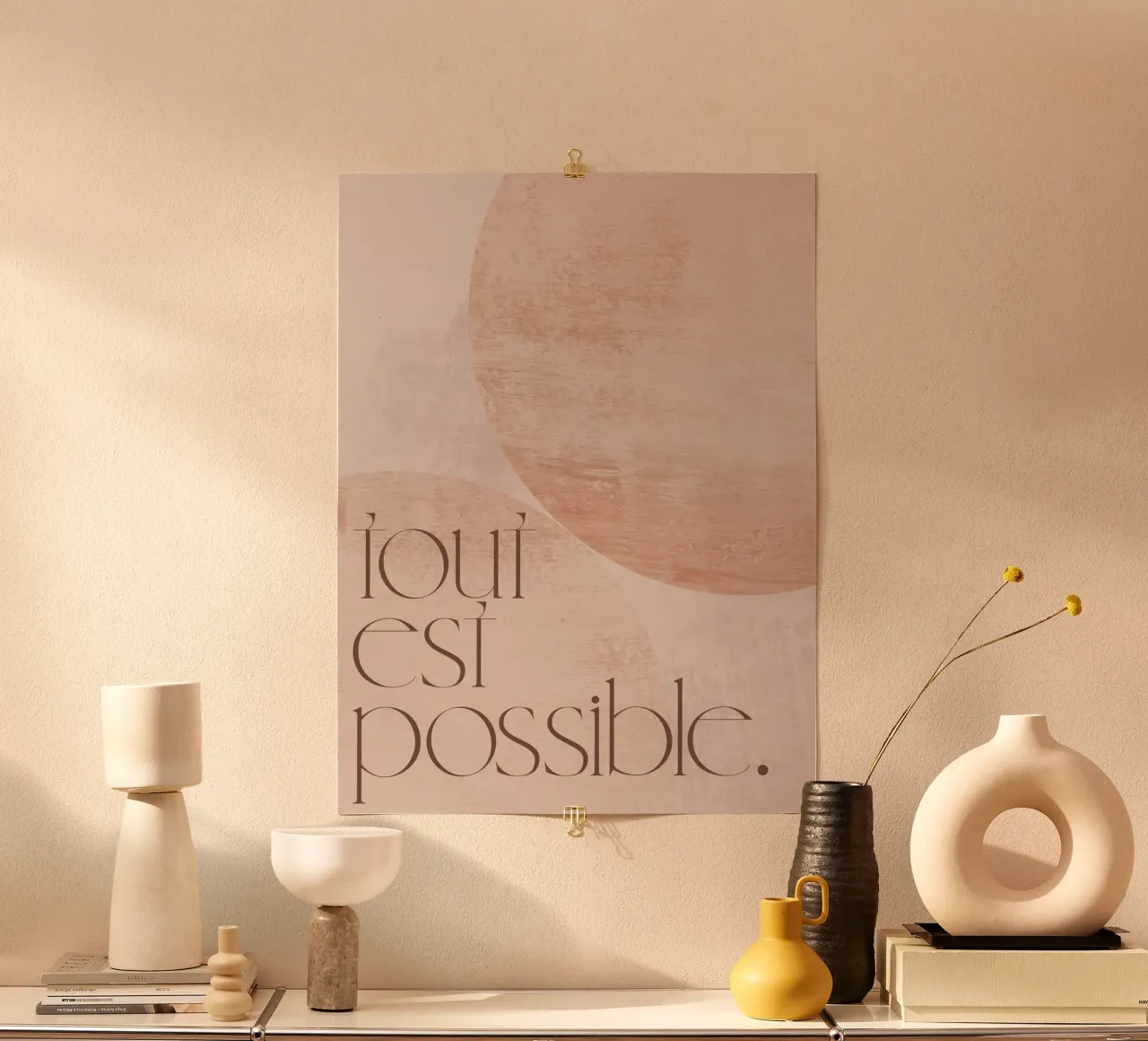 Golden Mantras No 37 poster con telaio in alluminio da treechild