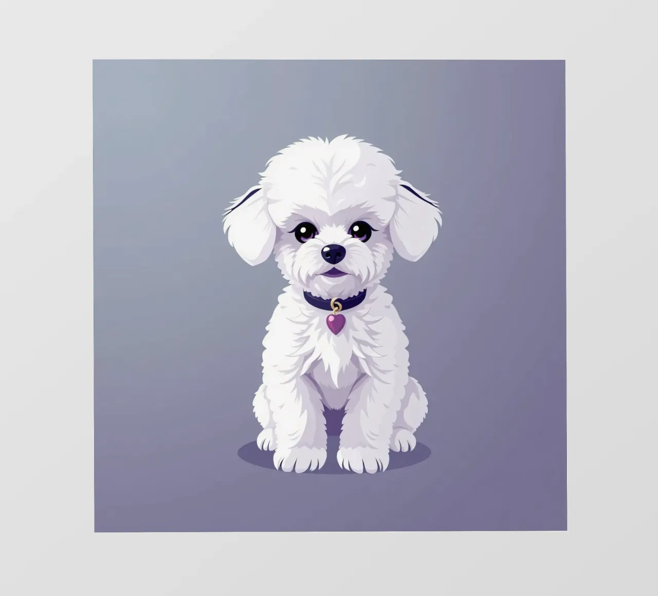 Cute fluffy cane bianco seduto con calma su uno sfondo semplice pellicola backlit da DesignDoodle