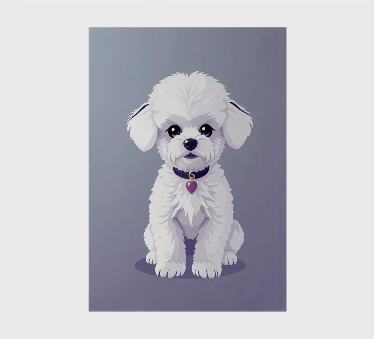 Cute fluffy white dog sitting calmly on a plain background notebook by DesignDoodle