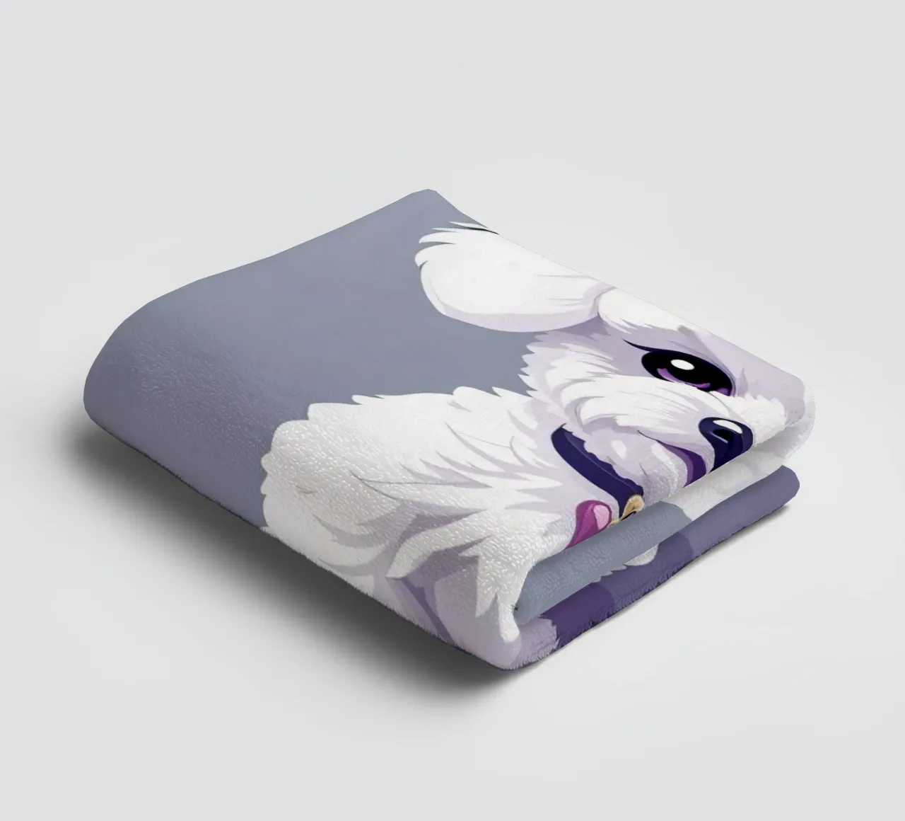Cute fluffy cane bianco seduto con calma su uno sfondo semplice asciugamano da bagno da DesignDoodle
