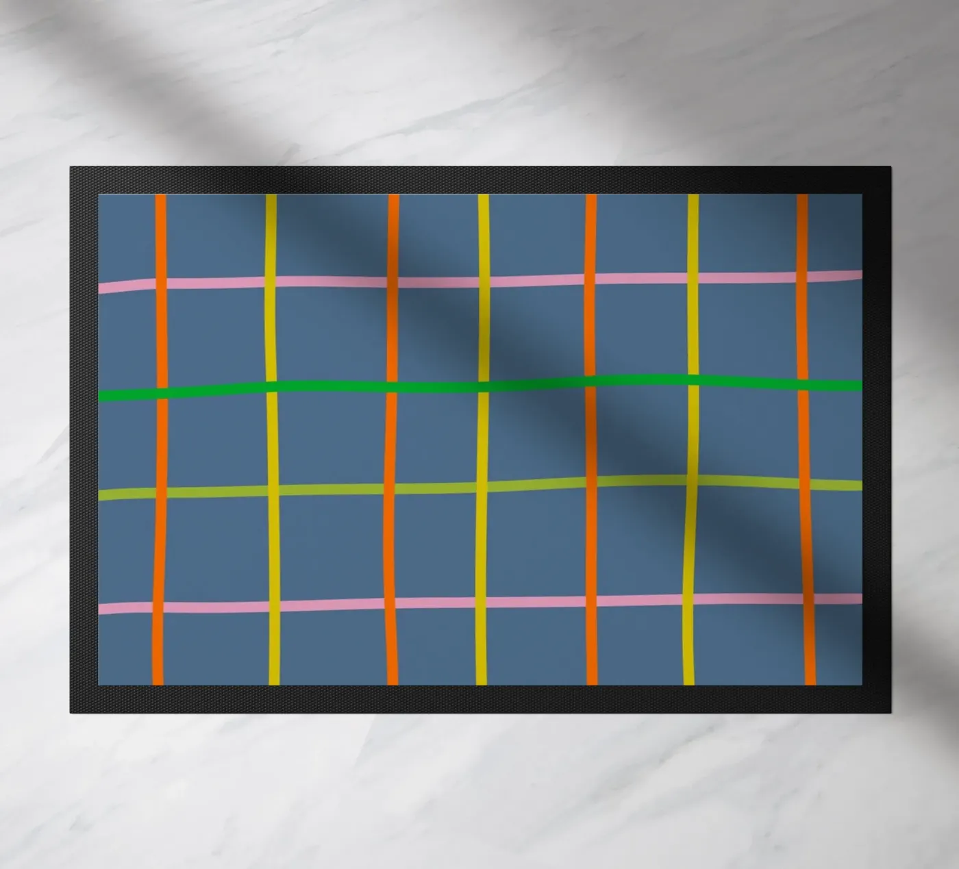 Blue check doormat by GigiRosado